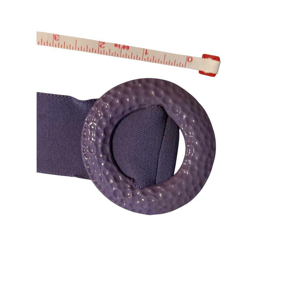 Vintage Cinch Belt Purple Textured Round Buckle Elastic Waist Retro 80s Boho